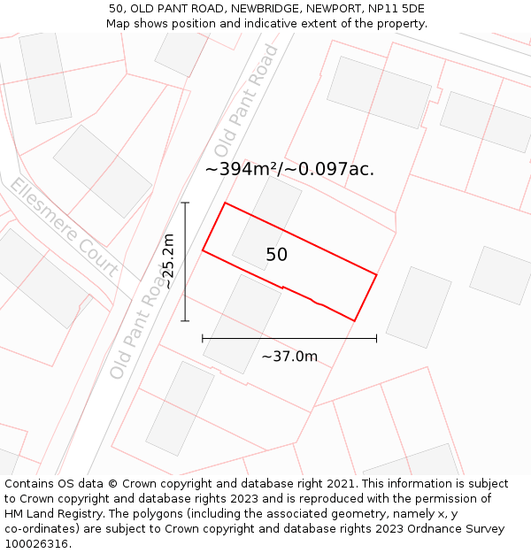 50, OLD PANT ROAD, NEWBRIDGE, NEWPORT, NP11 5DE: Plot and title map