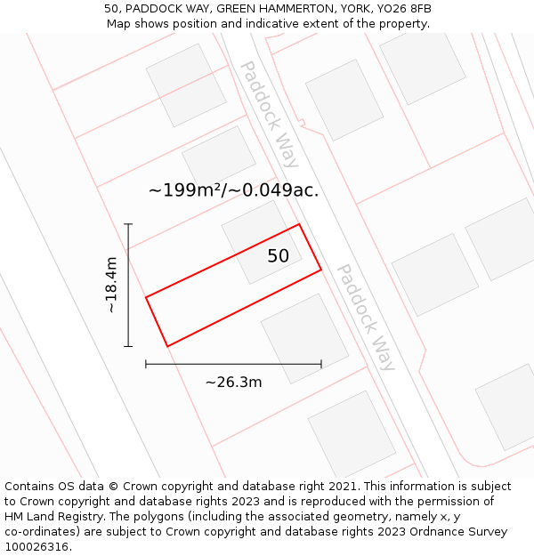 50, PADDOCK WAY, GREEN HAMMERTON, YORK, YO26 8FB: Plot and title map