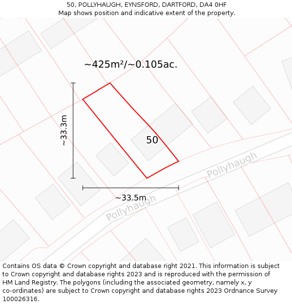 50, POLLYHAUGH, EYNSFORD, DARTFORD, DA4 0HF: Plot and title map
