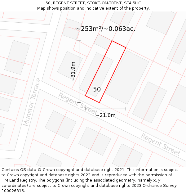 50, REGENT STREET, STOKE-ON-TRENT, ST4 5HG: Plot and title map