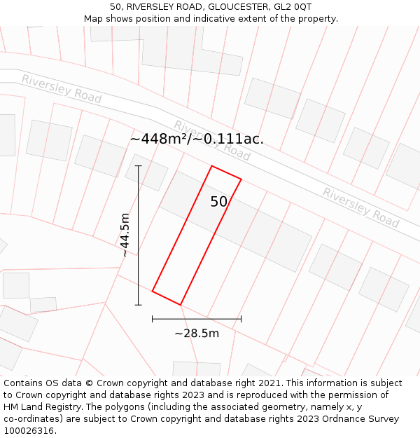 50, RIVERSLEY ROAD, GLOUCESTER, GL2 0QT: Plot and title map