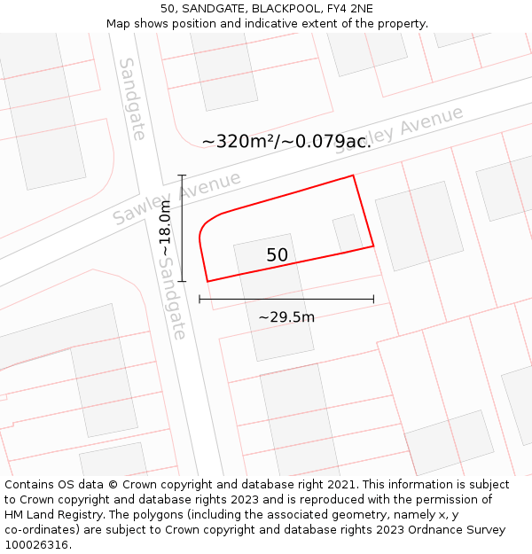 50, SANDGATE, BLACKPOOL, FY4 2NE: Plot and title map