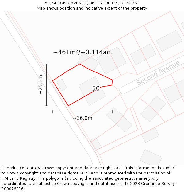50, SECOND AVENUE, RISLEY, DERBY, DE72 3SZ: Plot and title map