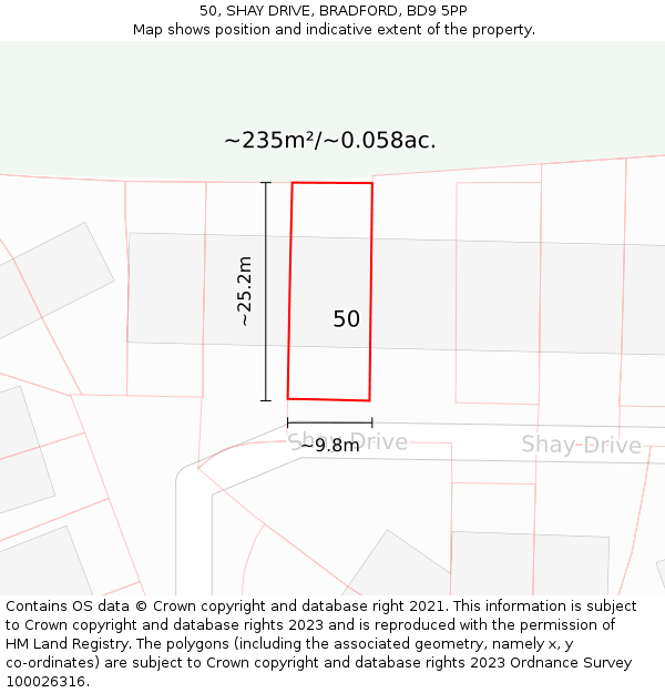50, SHAY DRIVE, BRADFORD, BD9 5PP: Plot and title map