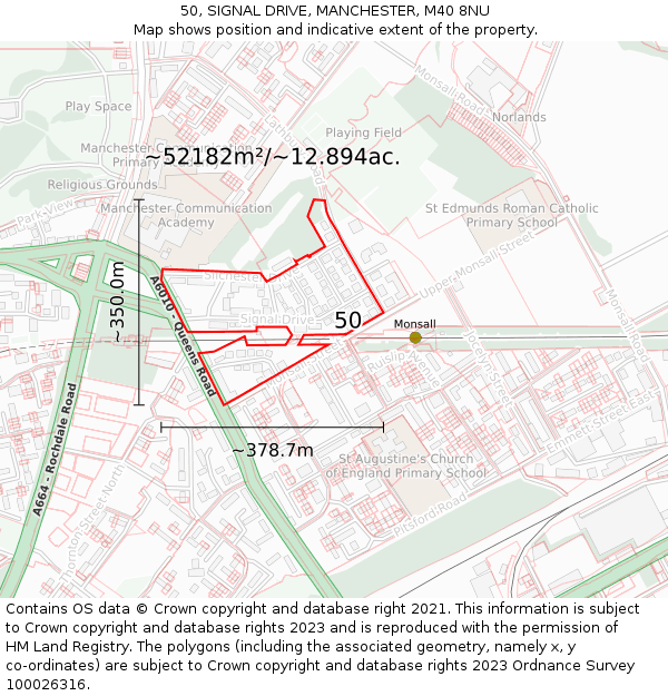 50, SIGNAL DRIVE, MANCHESTER, M40 8NU: Plot and title map