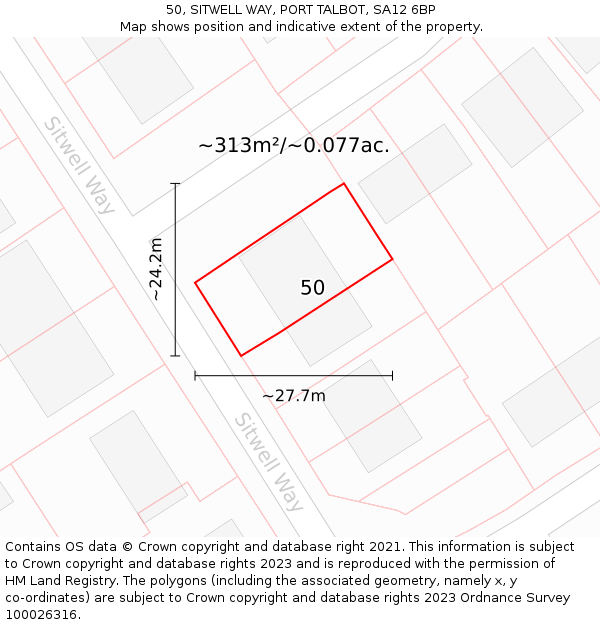 50, SITWELL WAY, PORT TALBOT, SA12 6BP: Plot and title map
