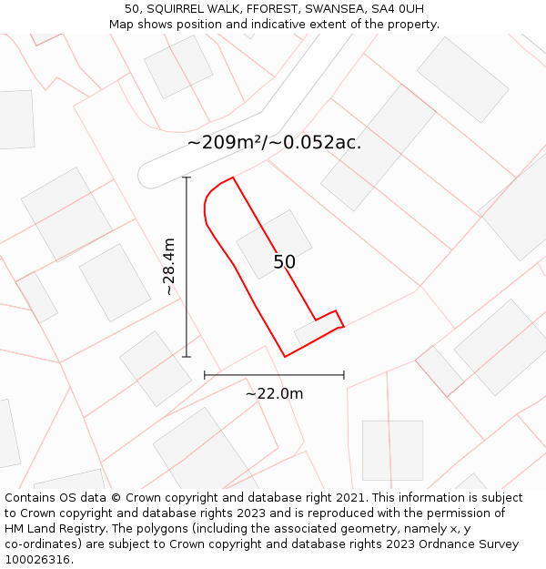 50, SQUIRREL WALK, FFOREST, SWANSEA, SA4 0UH: Plot and title map