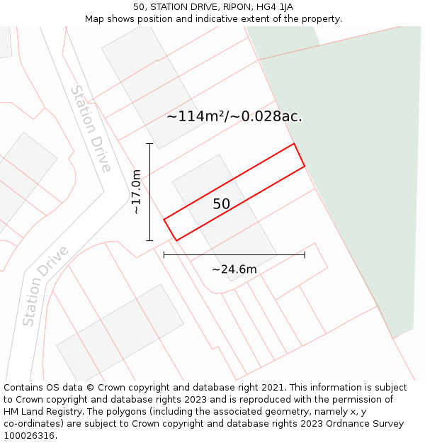 50, STATION DRIVE, RIPON, HG4 1JA: Plot and title map