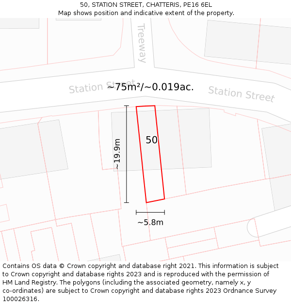 50, STATION STREET, CHATTERIS, PE16 6EL: Plot and title map