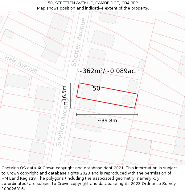 50, STRETTEN AVENUE, CAMBRIDGE, CB4 3EP: Plot and title map