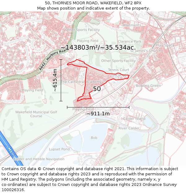 50, THORNES MOOR ROAD, WAKEFIELD, WF2 8PX: Plot and title map