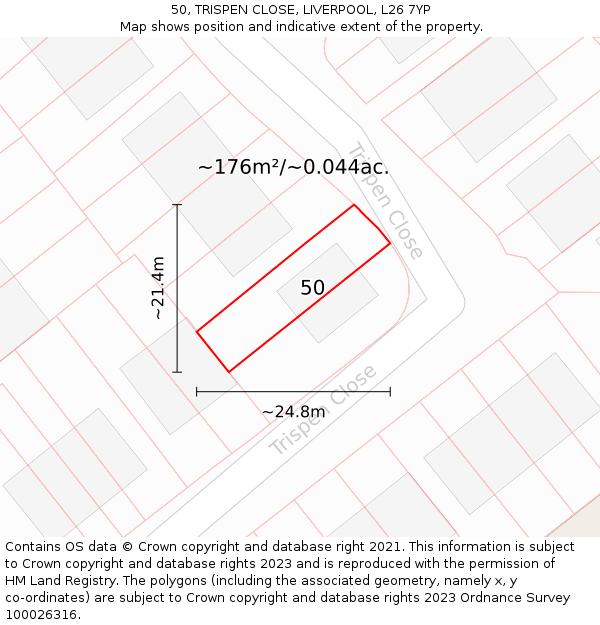 50, TRISPEN CLOSE, LIVERPOOL, L26 7YP: Plot and title map