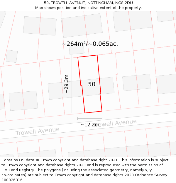 50, TROWELL AVENUE, NOTTINGHAM, NG8 2DU: Plot and title map