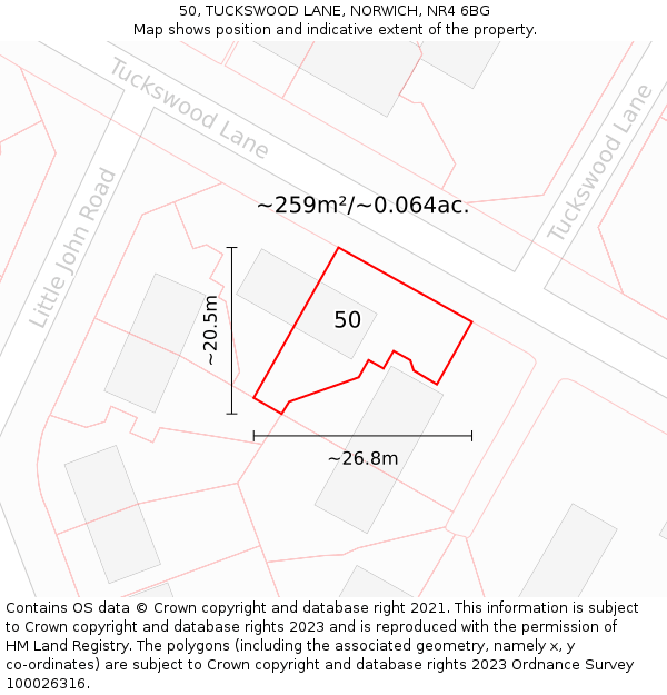 50, TUCKSWOOD LANE, NORWICH, NR4 6BG: Plot and title map