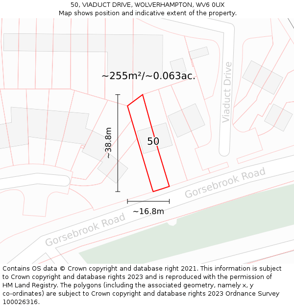 50, VIADUCT DRIVE, WOLVERHAMPTON, WV6 0UX: Plot and title map