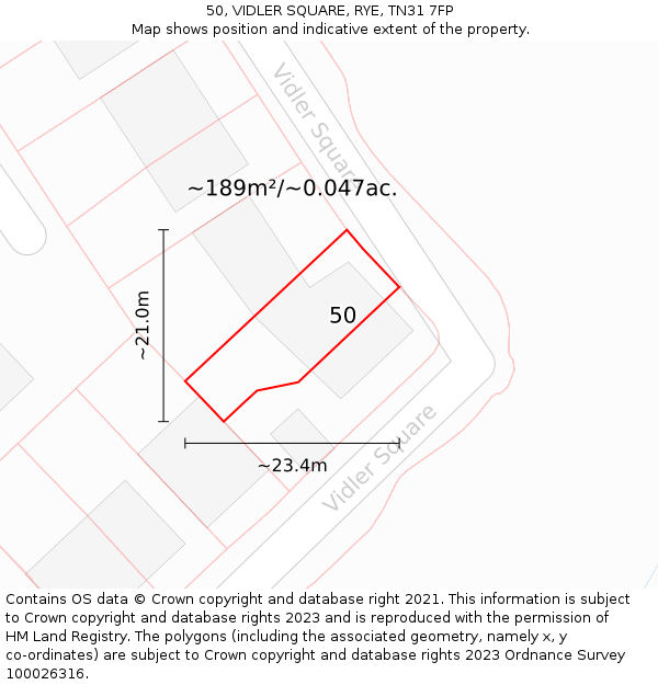 50, VIDLER SQUARE, RYE, TN31 7FP: Plot and title map