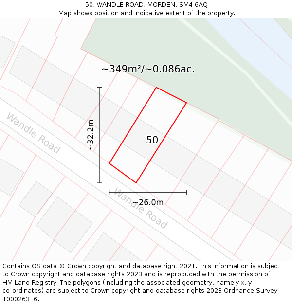 50, WANDLE ROAD, MORDEN, SM4 6AQ: Plot and title map
