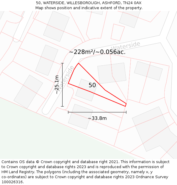50, WATERSIDE, WILLESBOROUGH, ASHFORD, TN24 0AX: Plot and title map