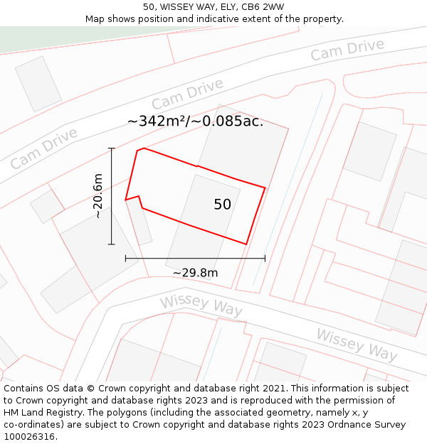 50, WISSEY WAY, ELY, CB6 2WW: Plot and title map