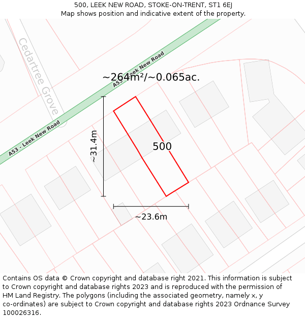 500, LEEK NEW ROAD, STOKE-ON-TRENT, ST1 6EJ: Plot and title map