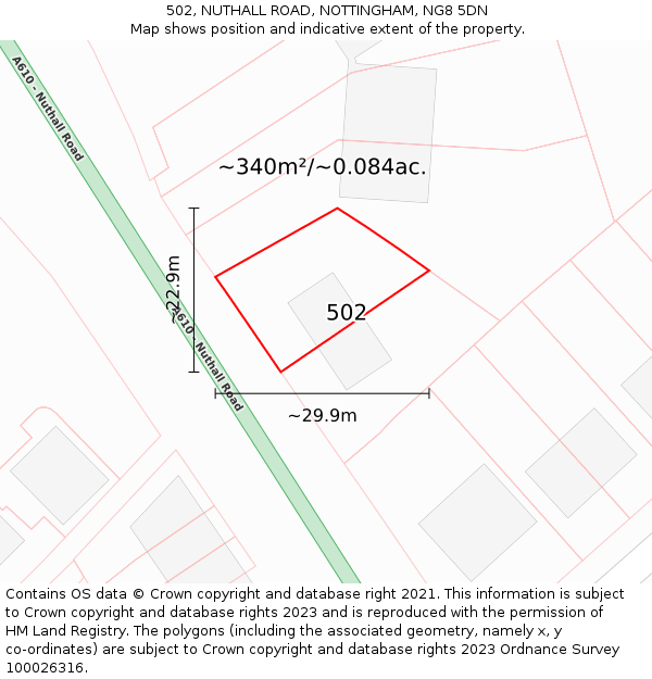 502, NUTHALL ROAD, NOTTINGHAM, NG8 5DN: Plot and title map