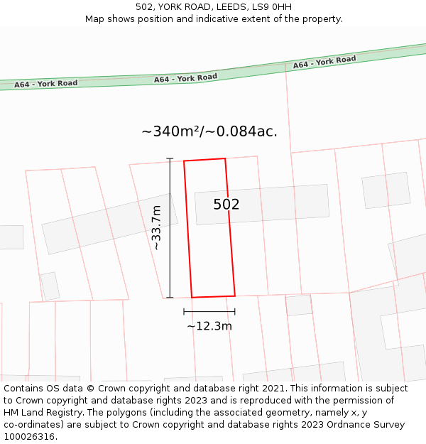 502, YORK ROAD, LEEDS, LS9 0HH: Plot and title map