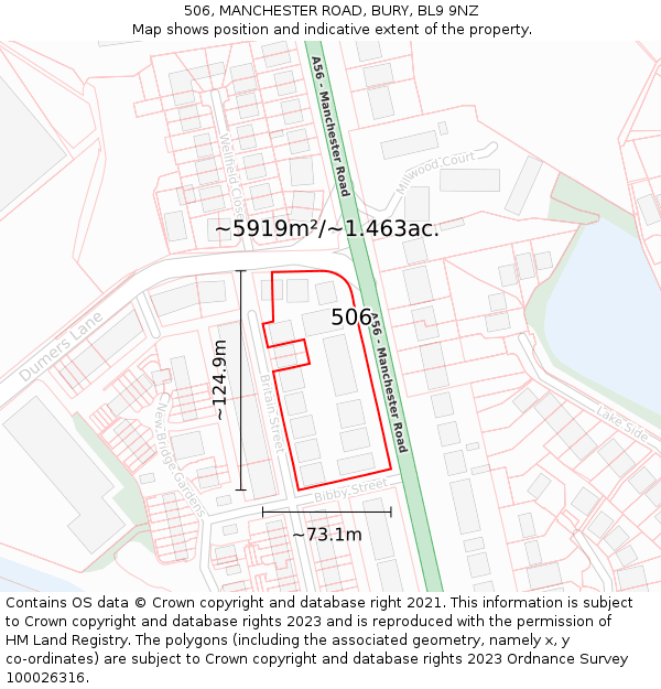 506, MANCHESTER ROAD, BURY, BL9 9NZ: Plot and title map