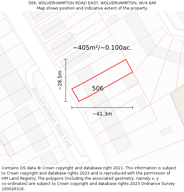 506, WOLVERHAMPTON ROAD EAST, WOLVERHAMPTON, WV4 6AP: Plot and title map