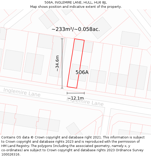 506A, INGLEMIRE LANE, HULL, HU6 8JL: Plot and title map