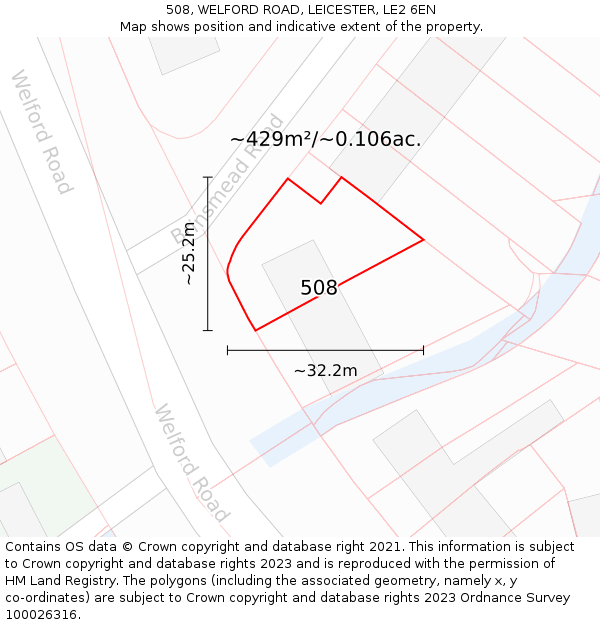 508, WELFORD ROAD, LEICESTER, LE2 6EN: Plot and title map