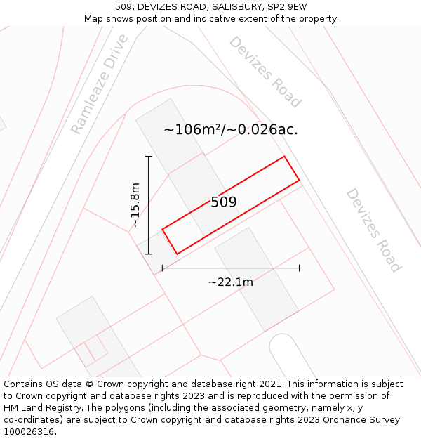 509, DEVIZES ROAD, SALISBURY, SP2 9EW: Plot and title map