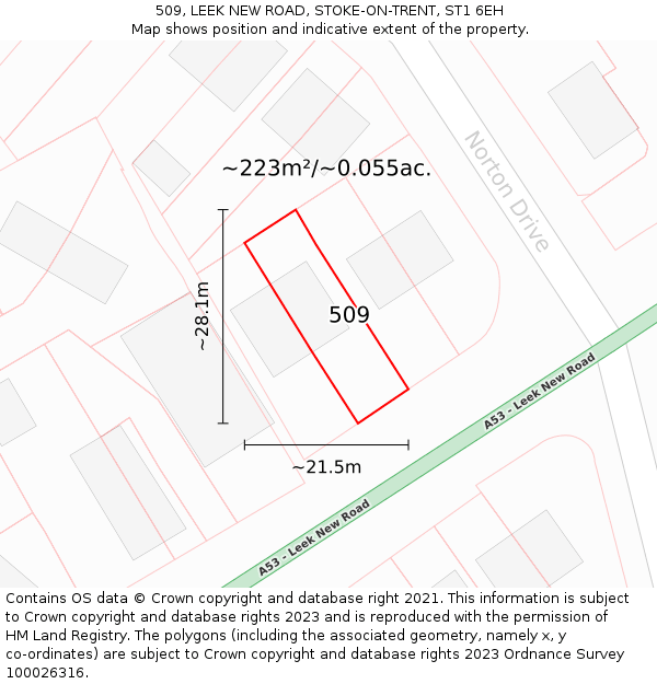509, LEEK NEW ROAD, STOKE-ON-TRENT, ST1 6EH: Plot and title map