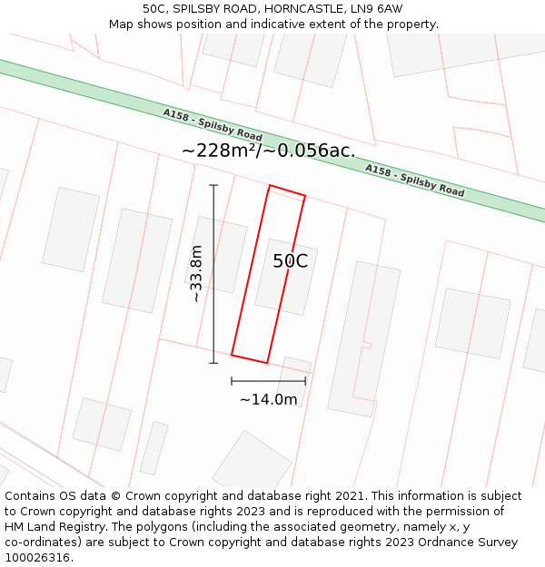 50C, SPILSBY ROAD, HORNCASTLE, LN9 6AW: Plot and title map