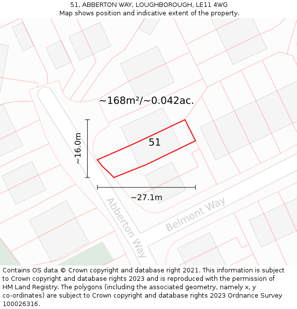 51, ABBERTON WAY, LOUGHBOROUGH, LE11 4WG: Plot and title map