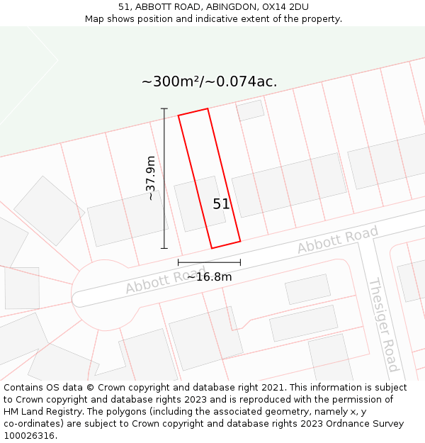 51, ABBOTT ROAD, ABINGDON, OX14 2DU: Plot and title map