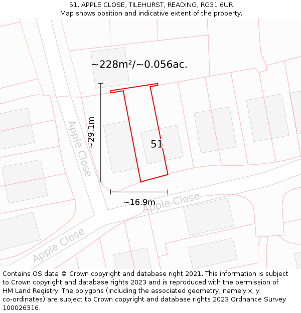 51, APPLE CLOSE, TILEHURST, READING, RG31 6UR: Plot and title map