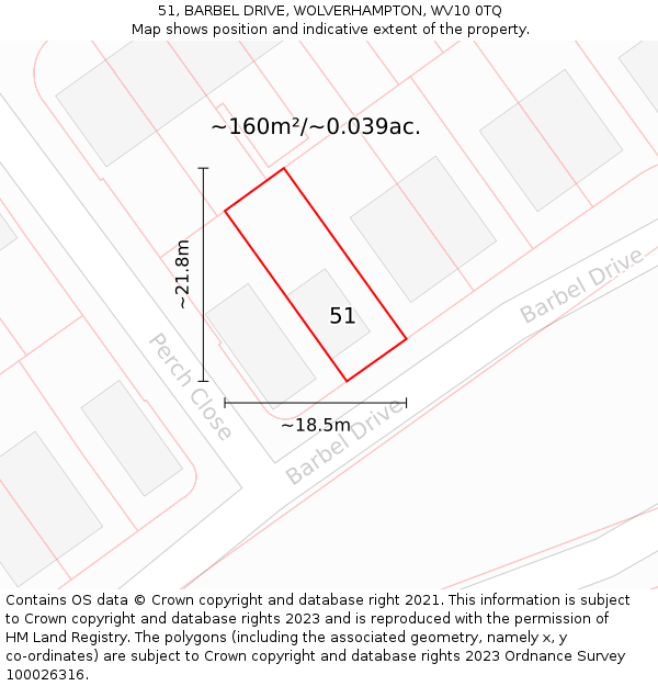 51, BARBEL DRIVE, WOLVERHAMPTON, WV10 0TQ: Plot and title map