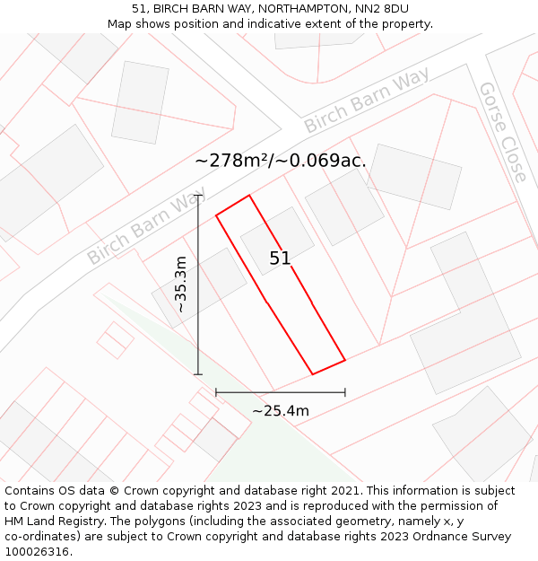 51, BIRCH BARN WAY, NORTHAMPTON, NN2 8DU: Plot and title map