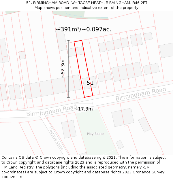 51, BIRMINGHAM ROAD, WHITACRE HEATH, BIRMINGHAM, B46 2ET: Plot and title map