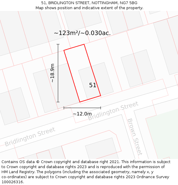 51, BRIDLINGTON STREET, NOTTINGHAM, NG7 5BG: Plot and title map