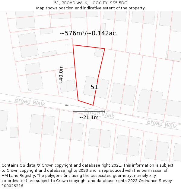 51, BROAD WALK, HOCKLEY, SS5 5DG: Plot and title map