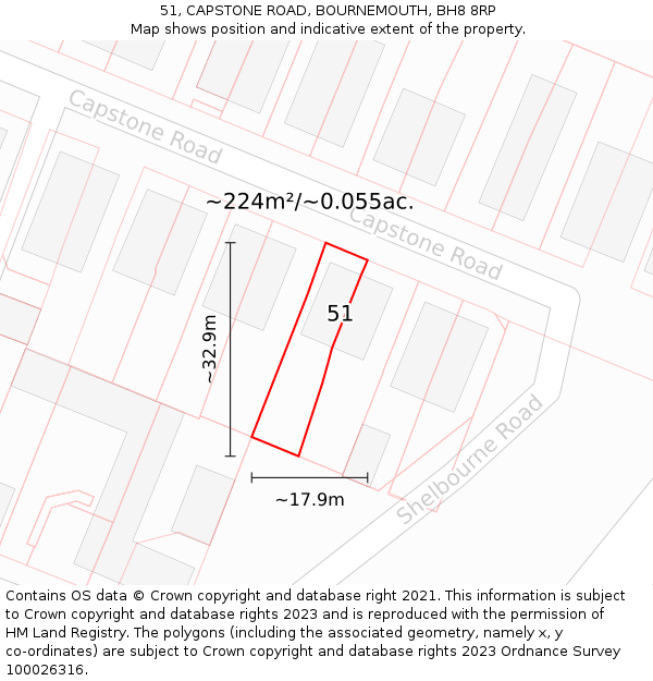 51, CAPSTONE ROAD, BOURNEMOUTH, BH8 8RP: Plot and title map