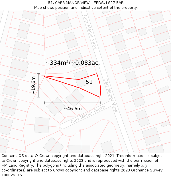 51, CARR MANOR VIEW, LEEDS, LS17 5AR: Plot and title map