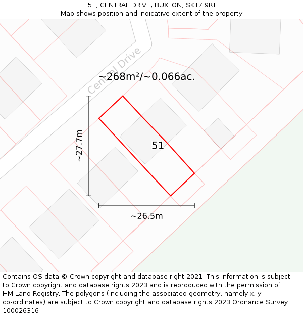 51, CENTRAL DRIVE, BUXTON, SK17 9RT: Plot and title map