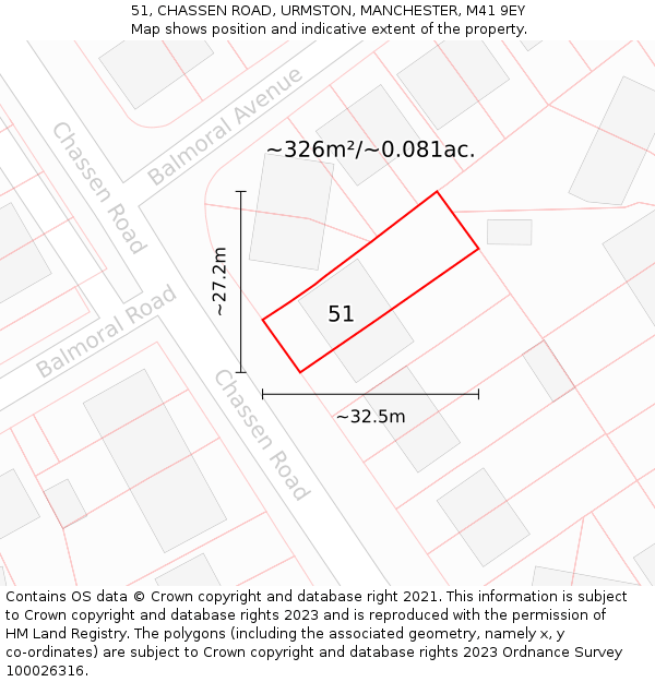 51, CHASSEN ROAD, URMSTON, MANCHESTER, M41 9EY: Plot and title map