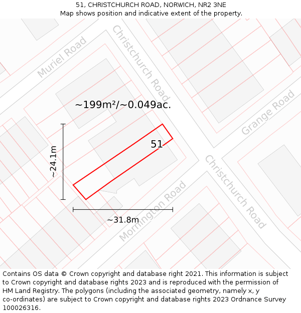 51, CHRISTCHURCH ROAD, NORWICH, NR2 3NE: Plot and title map