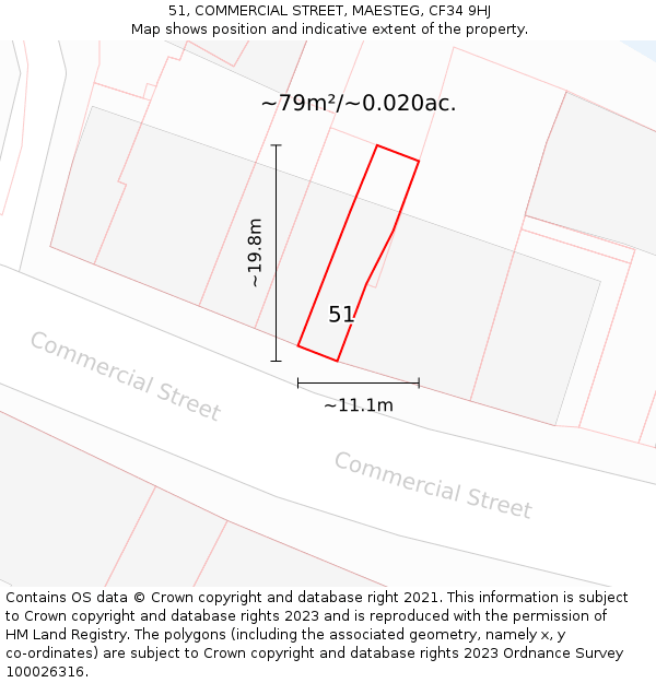 51, COMMERCIAL STREET, MAESTEG, CF34 9HJ: Plot and title map