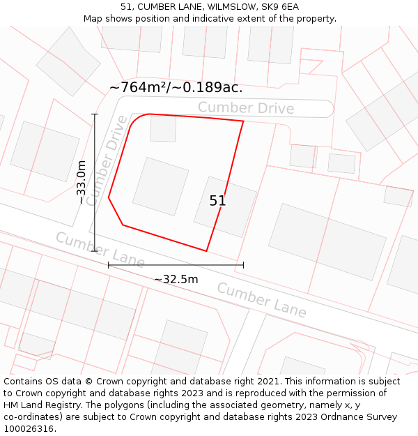 51, CUMBER LANE, WILMSLOW, SK9 6EA: Plot and title map