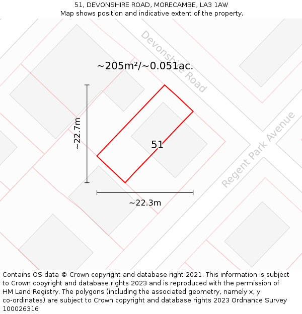 51, DEVONSHIRE ROAD, MORECAMBE, LA3 1AW: Plot and title map
