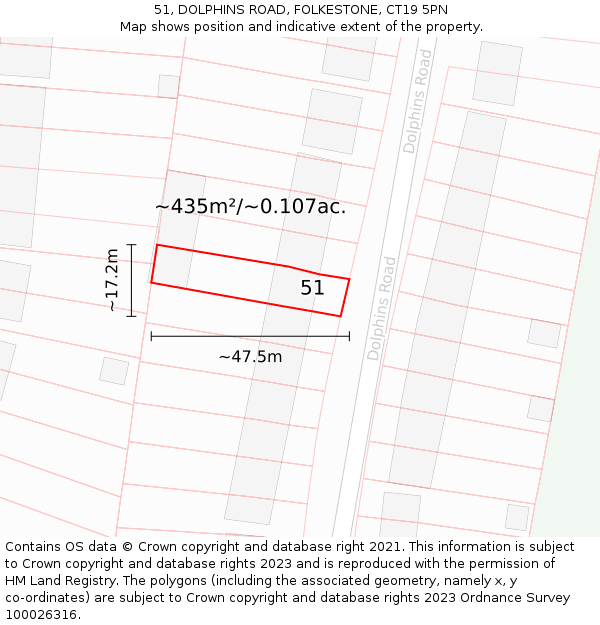 51, DOLPHINS ROAD, FOLKESTONE, CT19 5PN: Plot and title map
